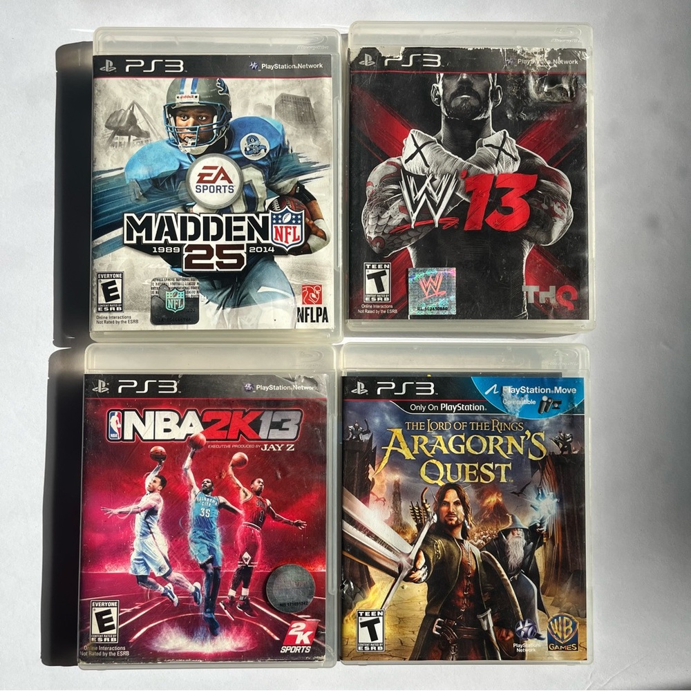 Sony PlayStation PS3 Set 4 Games Aragorn's Quest W13 NBA2K13 Madden 25 NFLPA